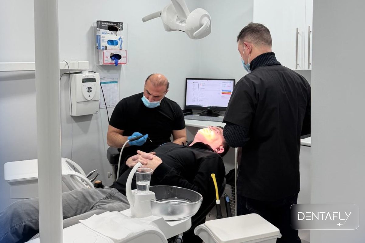 London Treatment Room Interior Dentafly London Clinic treatment room interior with modern dental equipment for UK patient post-implant care