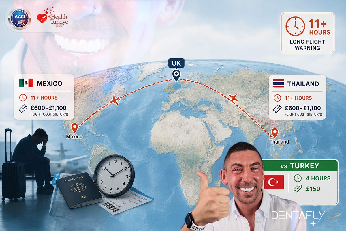UK to Mexico and UK to Thailand long haul flight comparison 11 hours versus 4 hours Turkey passport and clock travel logistics