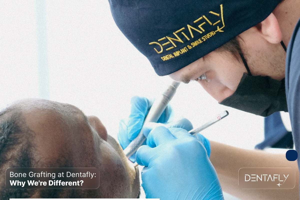 Maxillofacial surgeon performing bone grafting procedure at Dentafly dental clinic in Antalya