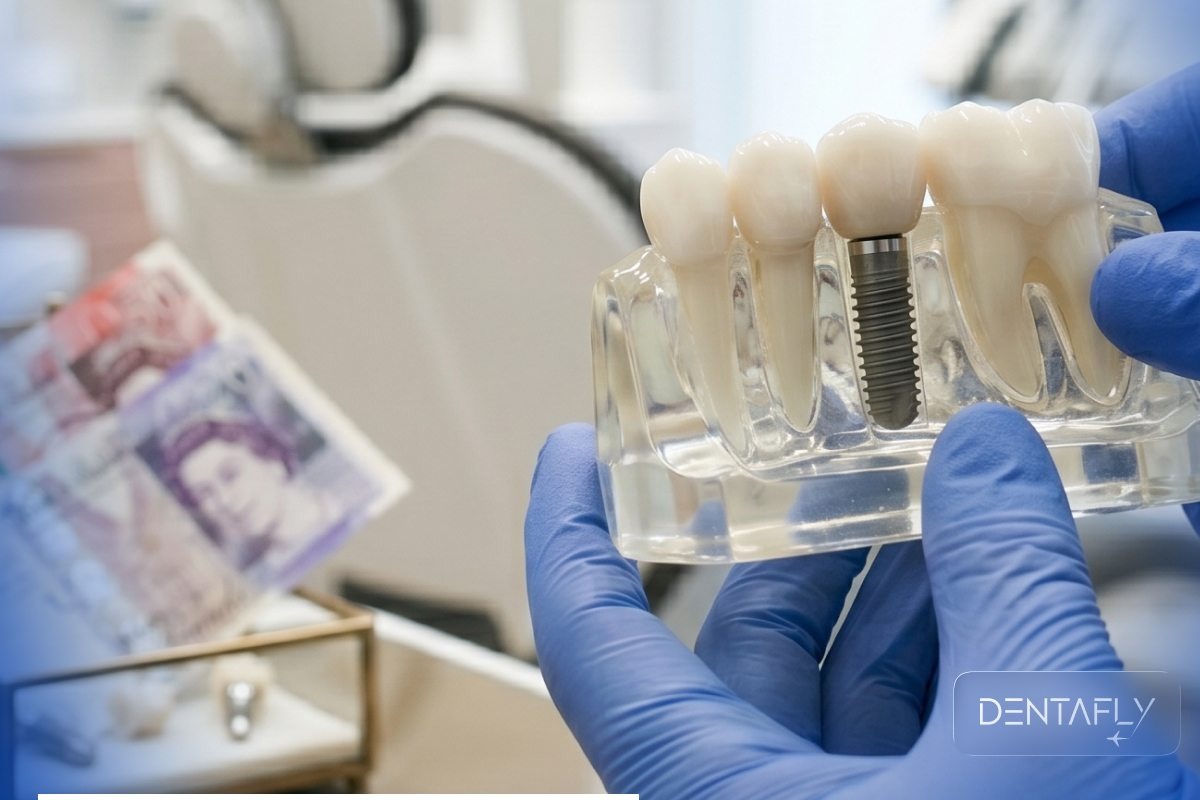 Single tooth implant cost comparison Turkey vs UK showing 80% savings at Dentafly