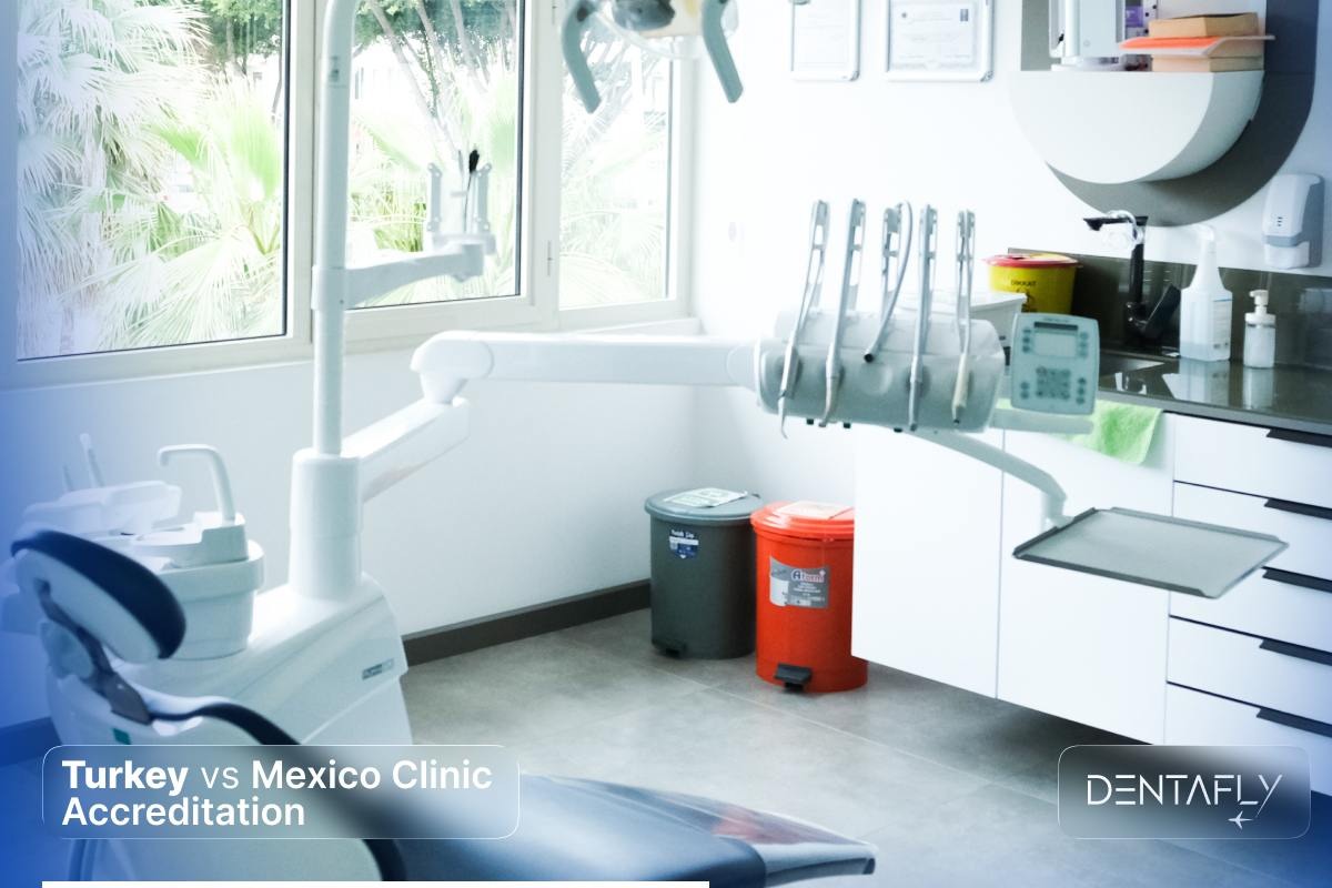 Turkey vs Mexico clinic accreditation Dentafly modern Antalya treatment room AACI ISO certified