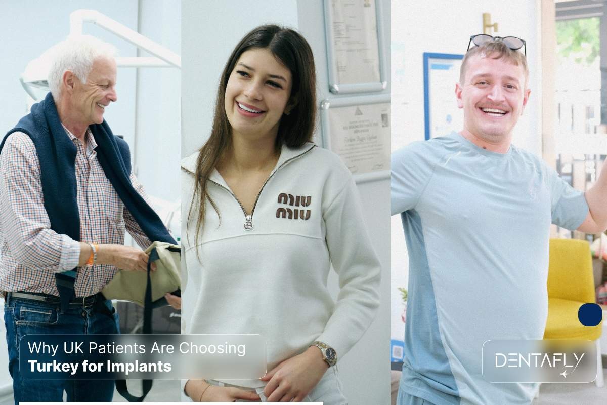 UK patients smiling after choosing Turkey for dental implants at Dentafly